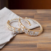Aurora Crystal Hoop Earrings (Gold) – Modern Glam Elegance